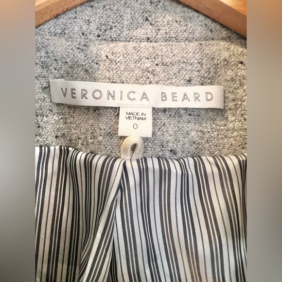 Veronica Beard Farley Wool Tweed Gray Blazer Dickey Jacket Upcollar Size 0 Coat - Picture 5 of 7